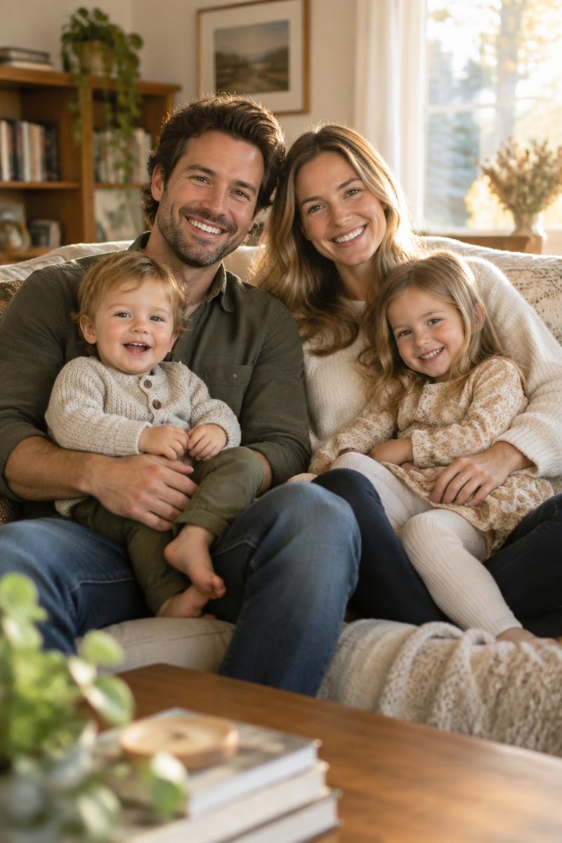A family spending time together at home